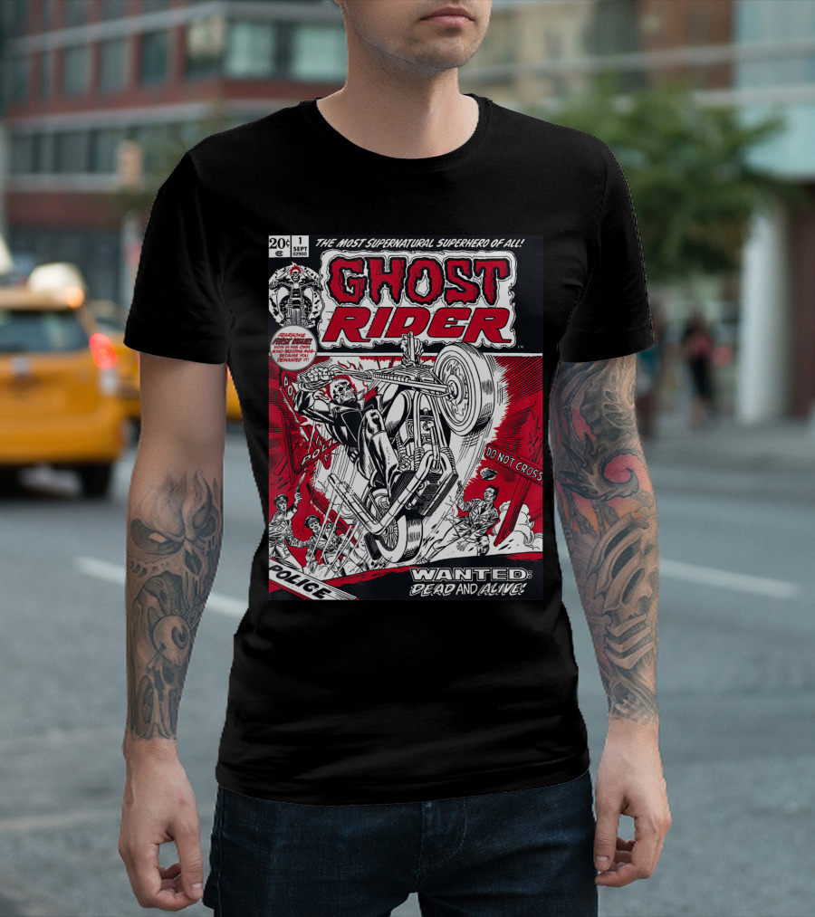 Ghost Rider Comic Book Cover Wanted Dead or Alive The Most Supernatural Superhero of All T-Shirt