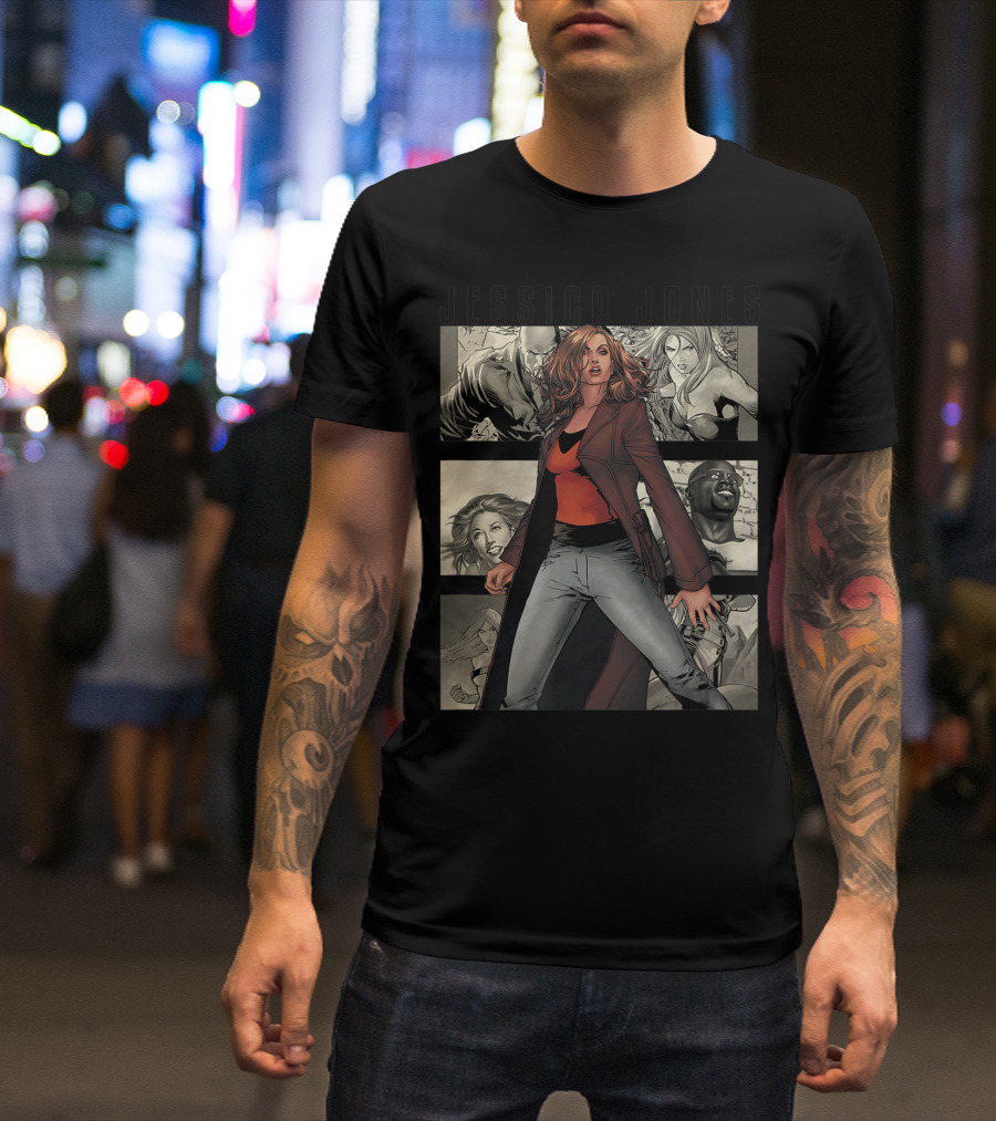 Jessica Jones Marvel Hero Stand Tall Among The Panels T-Shirt