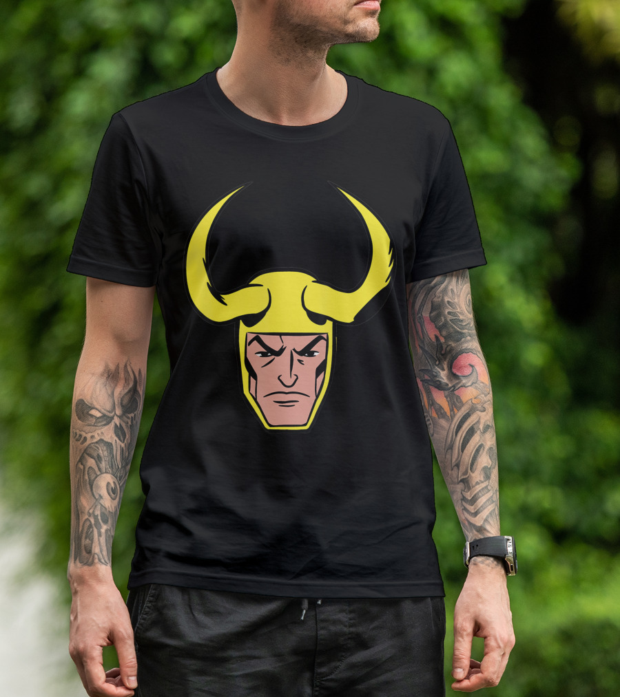 Marvel Loki Classic Horned Helmet Big Face T-Shirt