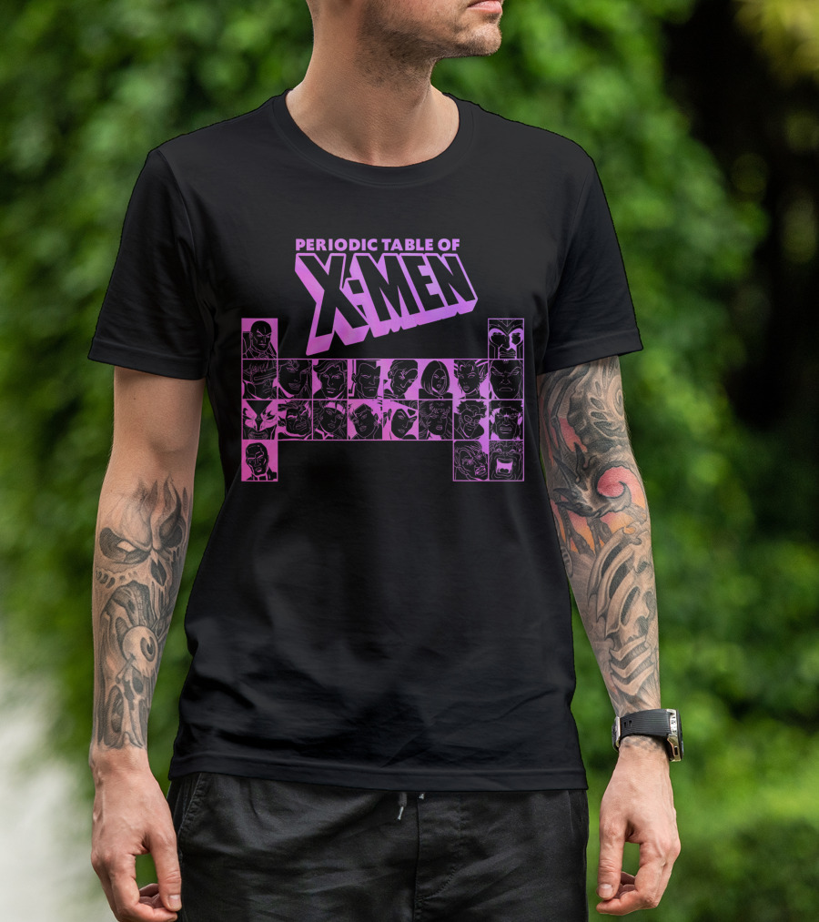 Periodic Table Of X-Men Characters Neon Group Shot Marvel T-Shirt