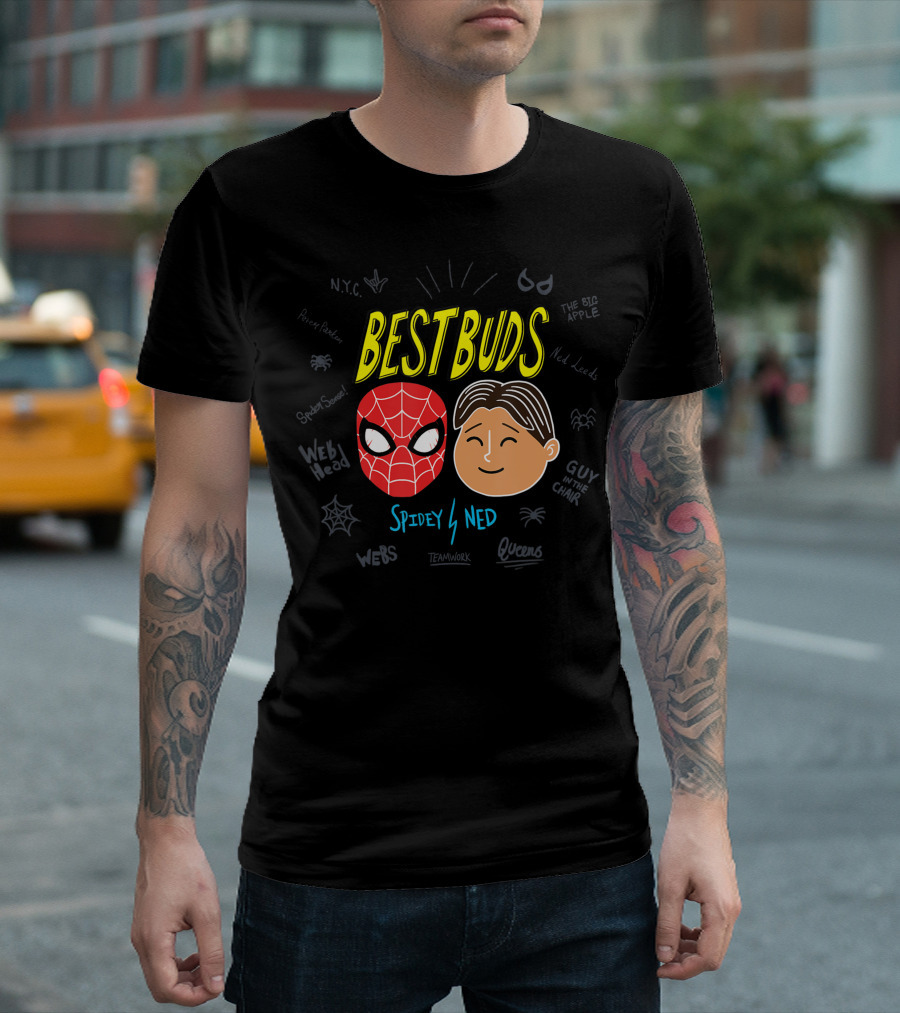Best Buds Marvel Spider Man Far From Home Spidey Ned NYC Teamwork T-Shirt
