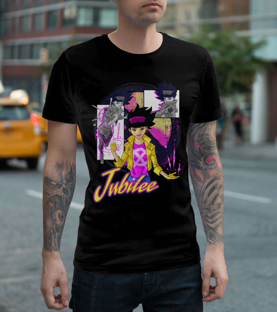 Jubilee Marvel X Men Collage Panel Vibrant T-Shirt