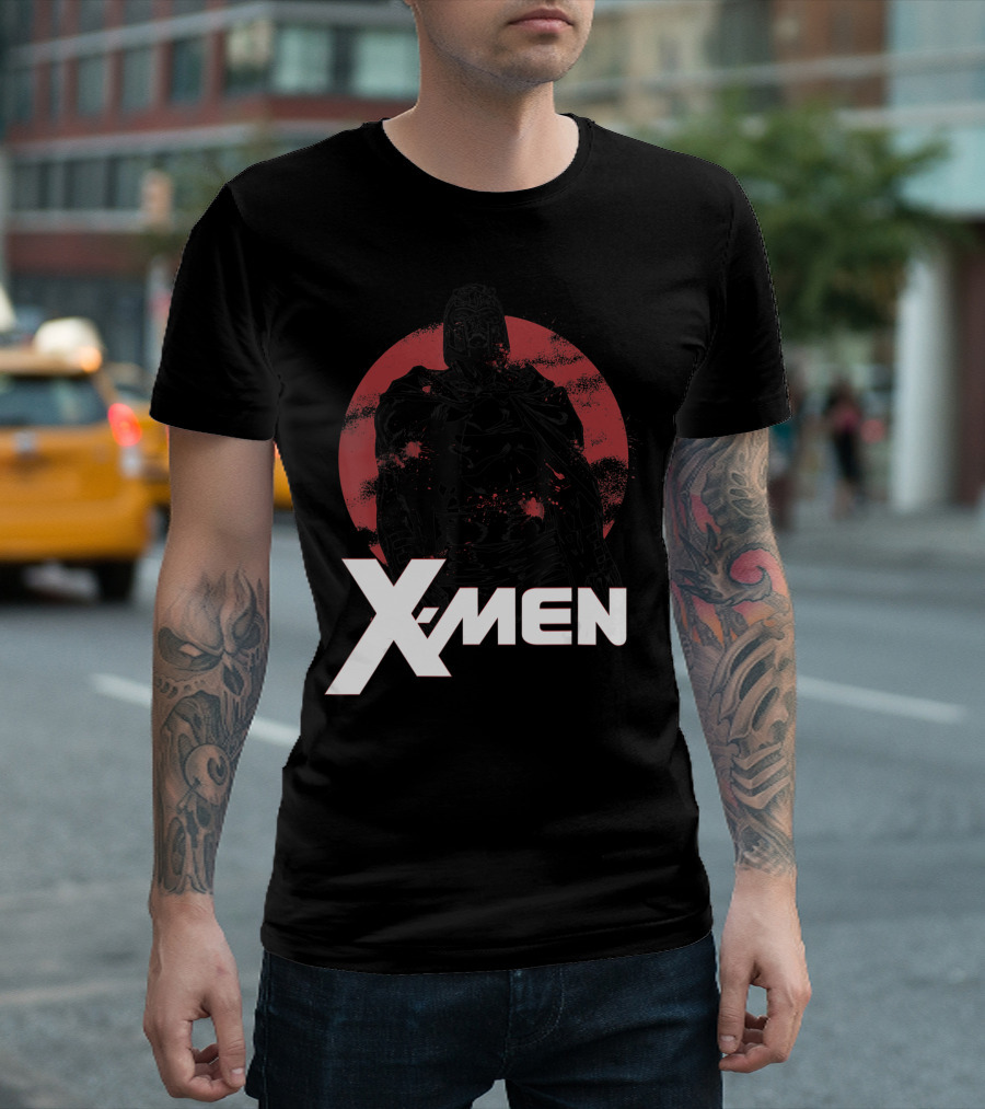 X Men Magneto Classic Epic Stance Red Circle Background T-Shirt
