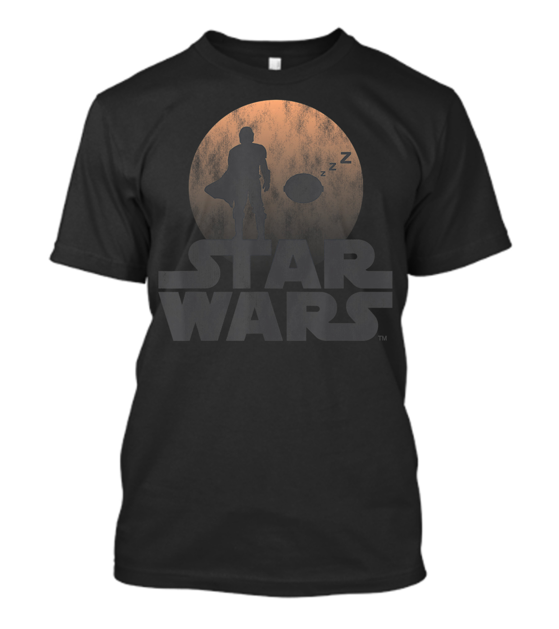 Star Wars Mandalorian Sleeping Child Silhouette Moon Background T-Shirt