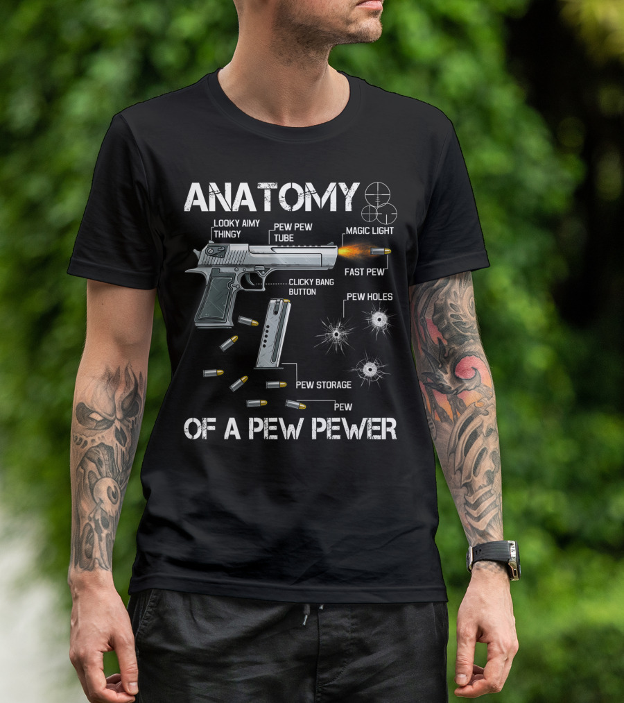 Anatomy Looky Aimy Thingy Pew Pew Tube Clicky Bang Button Magic Light Fast Pew Holes Storage Ammo Gun Lovers T-Shirt