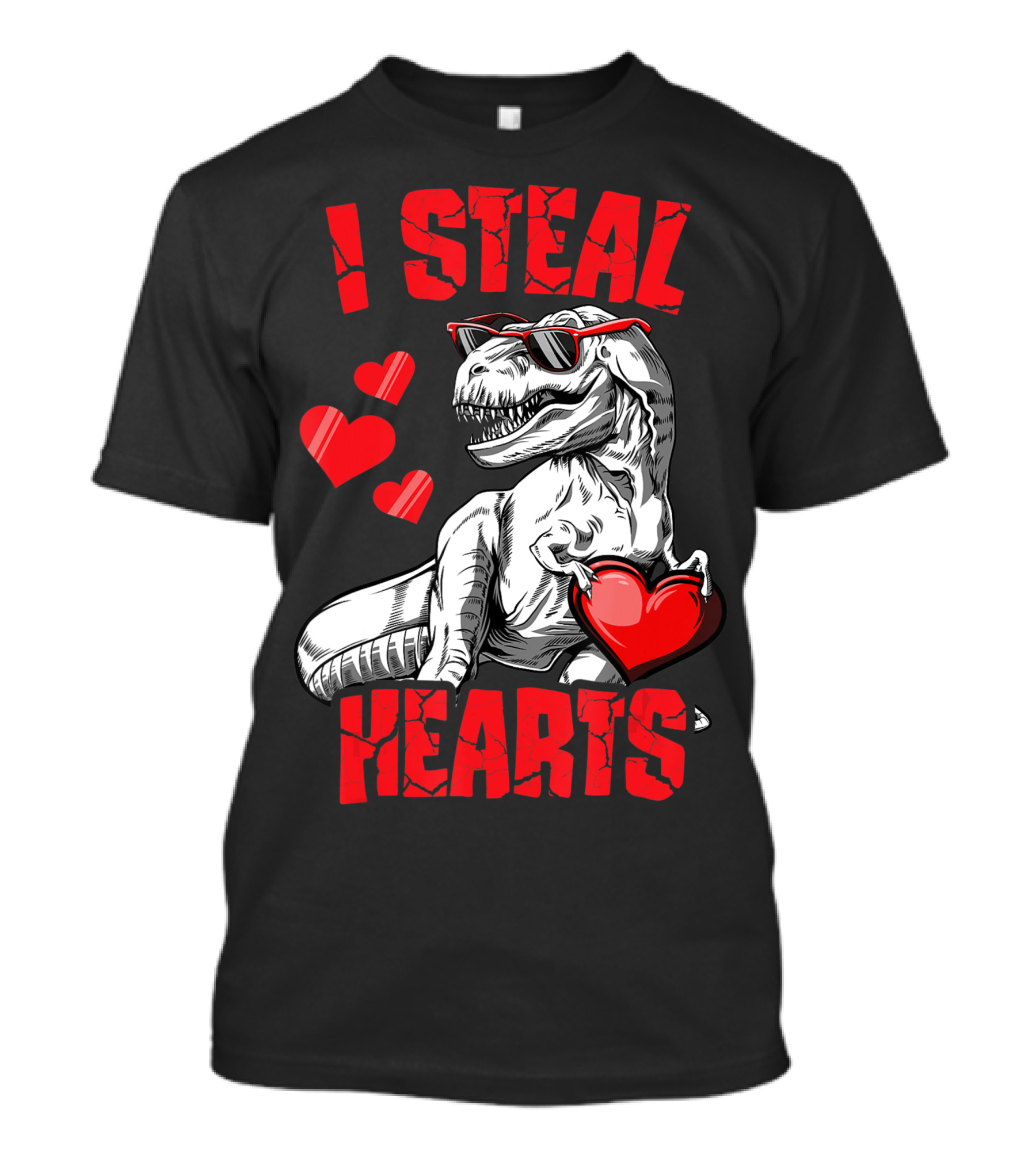 I Steal Hearts Valentine's Day Kids Dinosaur Rex Lover T-Shirt