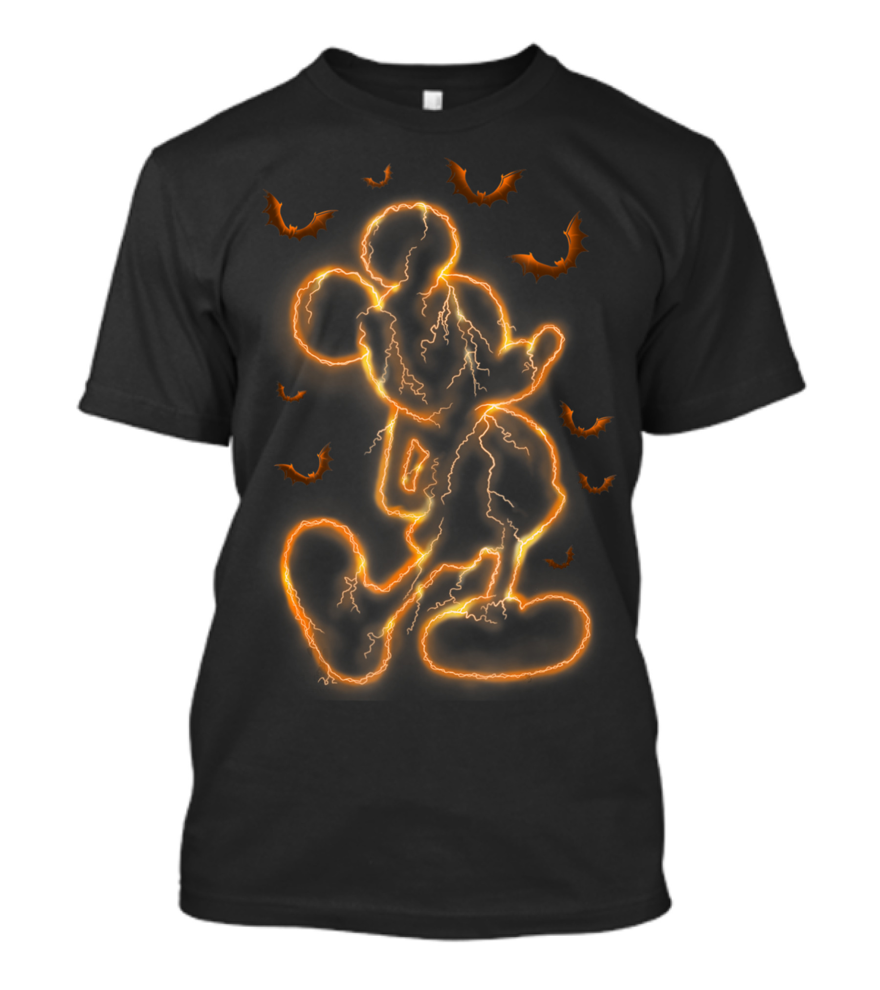 Disney Halloween Mickey Mouse Neon Lightning Bats T-Shirt