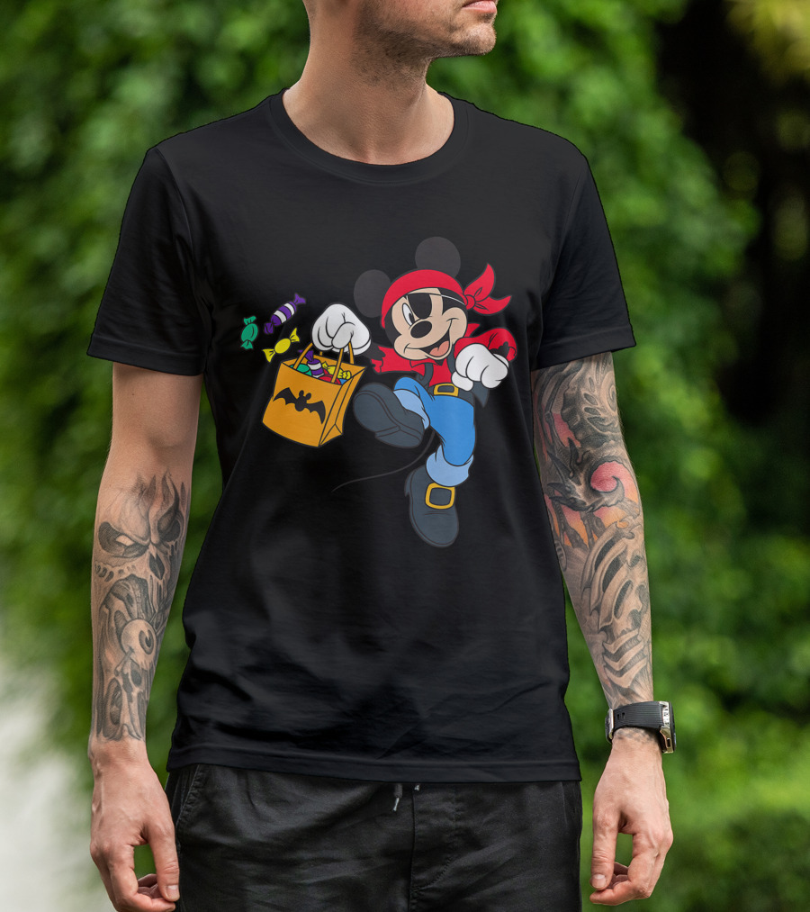 Disney Mickey Mouse Pirate Halloween Candy Bag T-Shirt