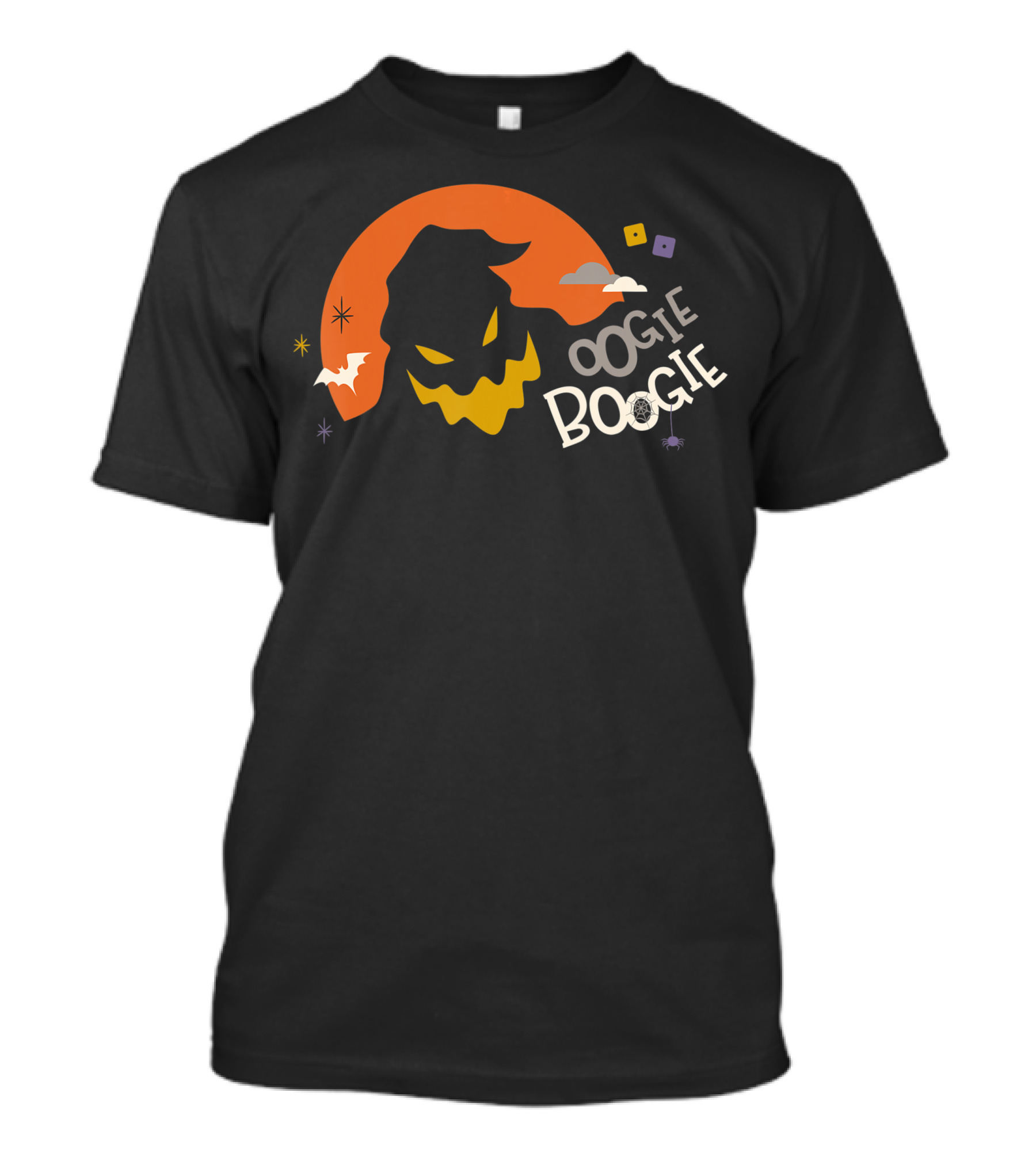 Disney Halloween Oogie Boogie Nightmare Before Christmas Silhouette Moon Bats Clouds T-Shirt