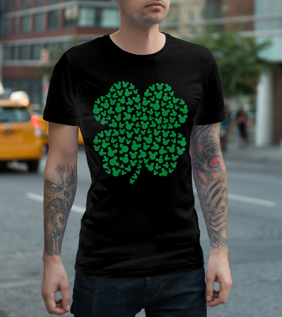Disney Mickey Mouse Shamrock St Patricks Day Green Icons T-Shirt
