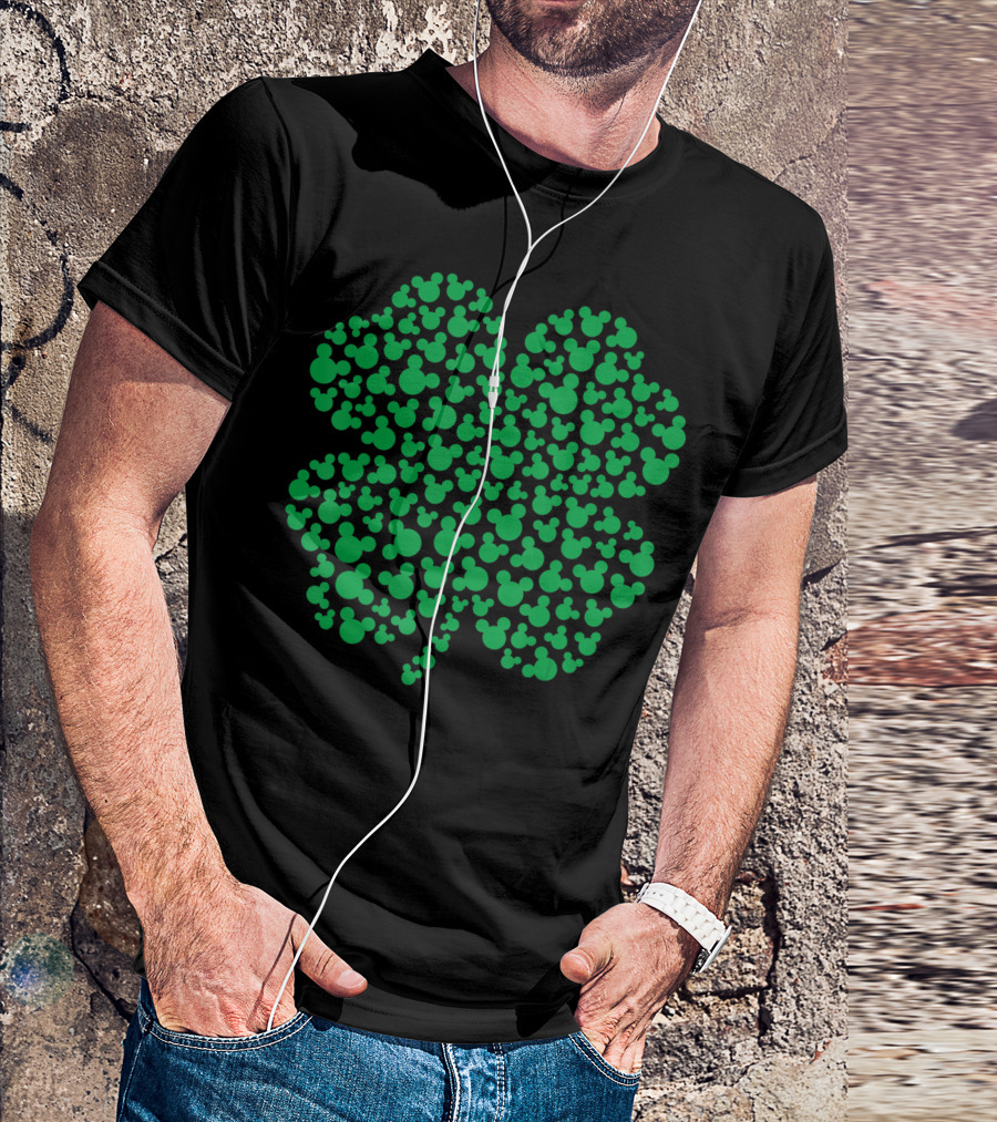 Disney Mickey Mouse Shamrock St Patricks Day Green Icons T-Shirt