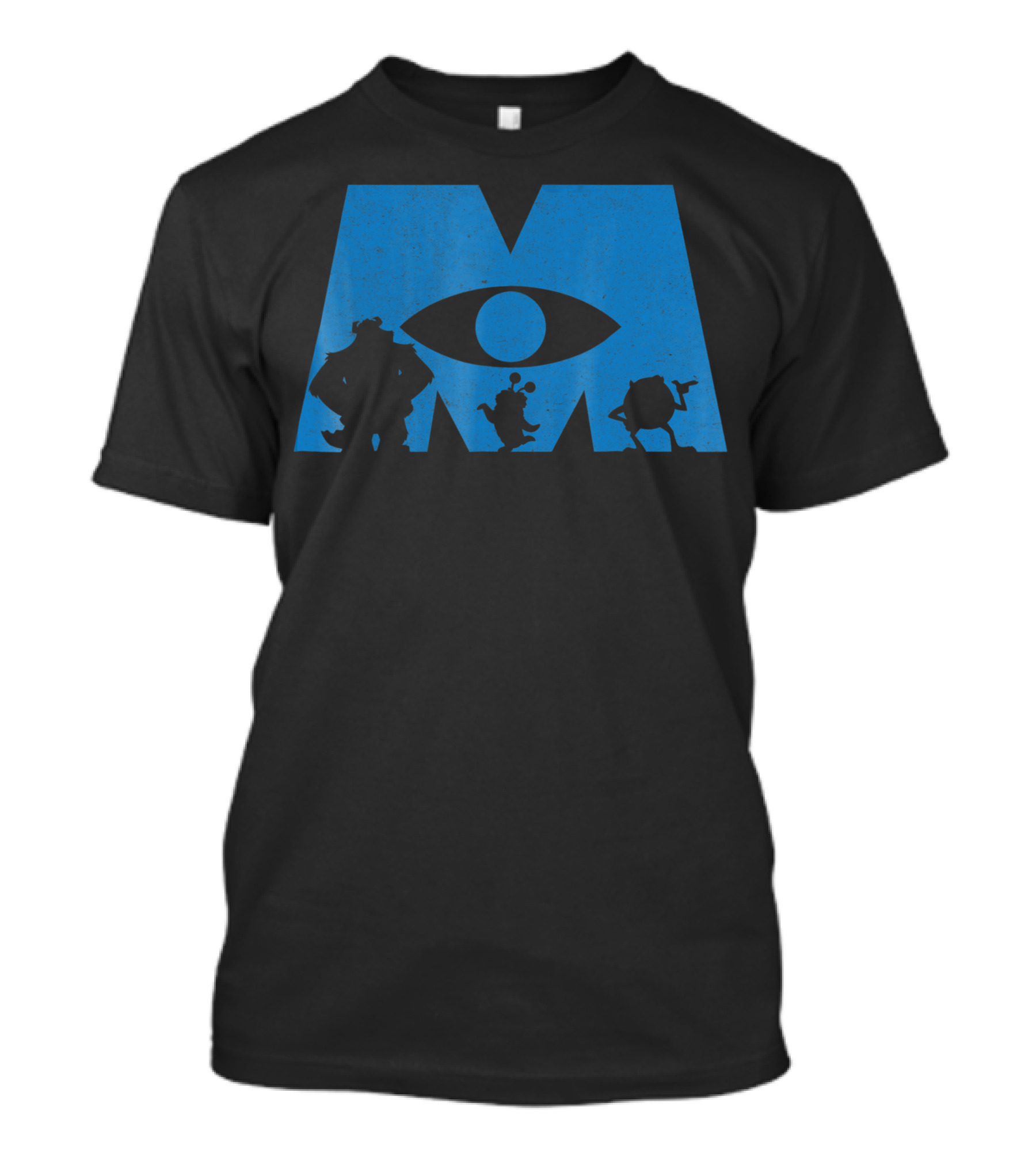 Disney Monsters Inc Characters In Blue M T-Shirt