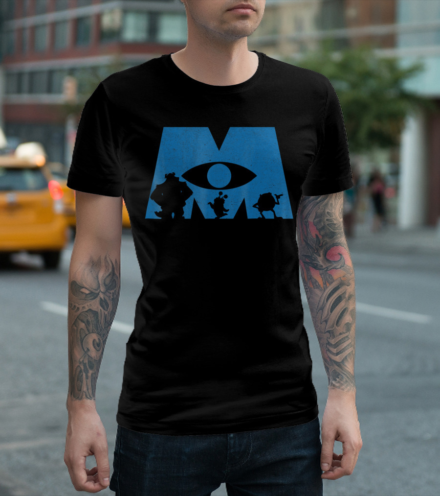Disney Monsters Inc Characters In Blue M T-Shirt