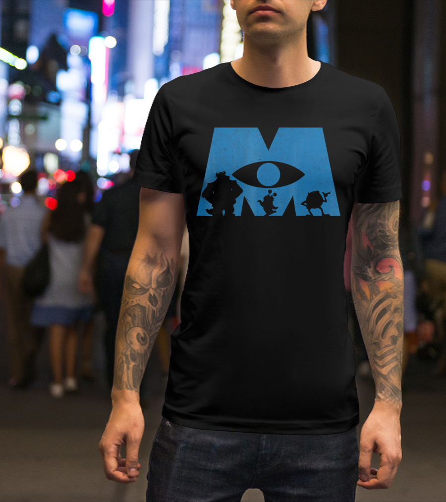 Disney Monsters Inc Characters In Blue M T-Shirt