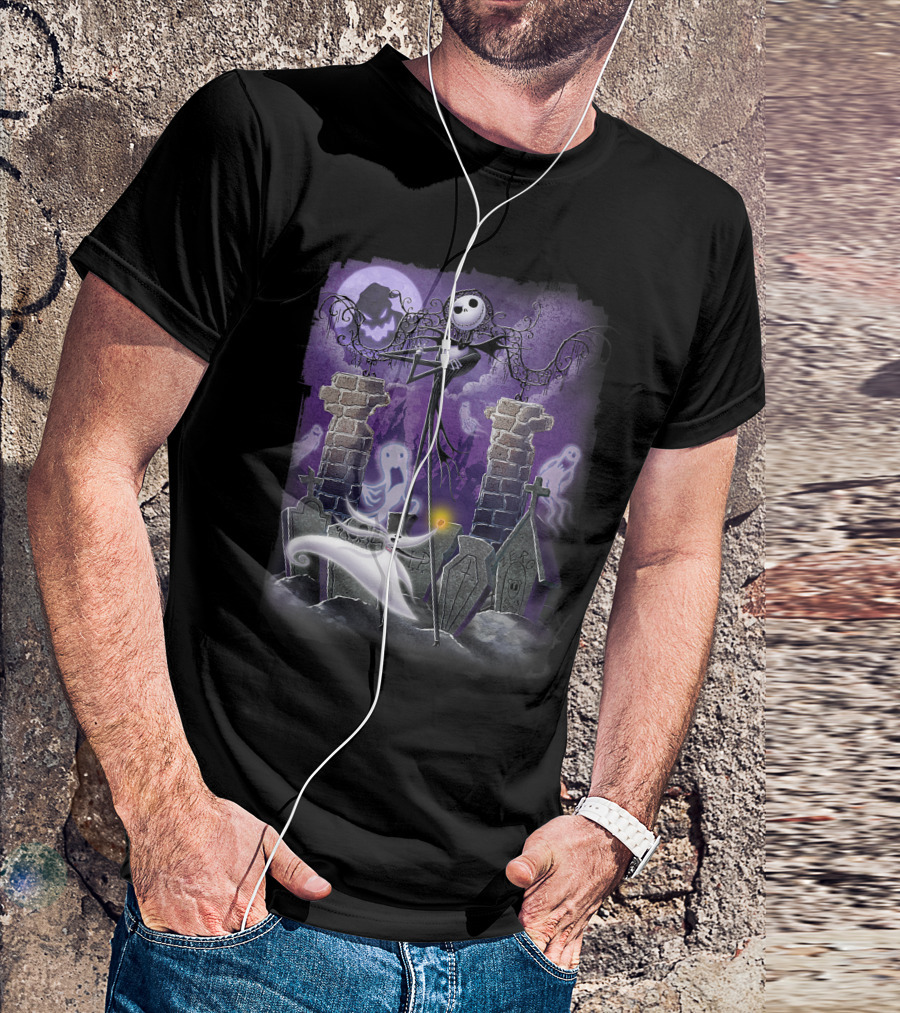 Disney The Nightmare Before Christmas Jack Skellington Graveyard Scene T-Shirt