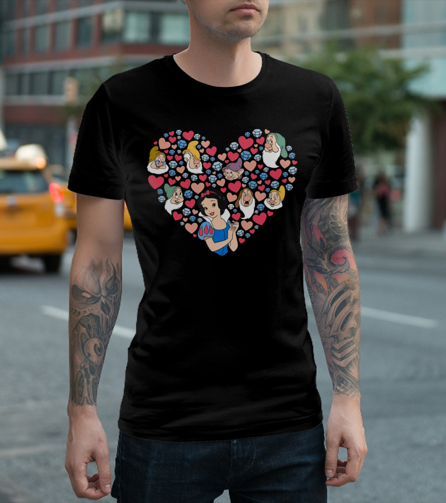 Disney Snow White and the Seven Dwarfs Heart Valentines Day Romance T-Shirt