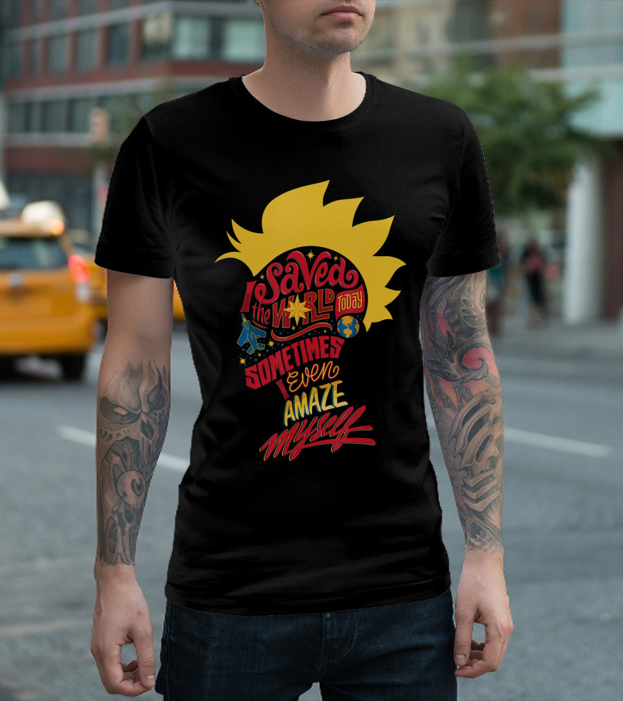 Marvel Captain Marvel Mohawk I Saved The World Today Sometimes Even Amaze Myself T-Shirt
