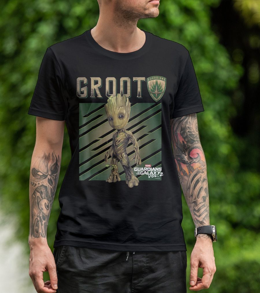 Groot Guardians Shield Marvel Guardians Of The Galaxy Vol 2 T-Shirt