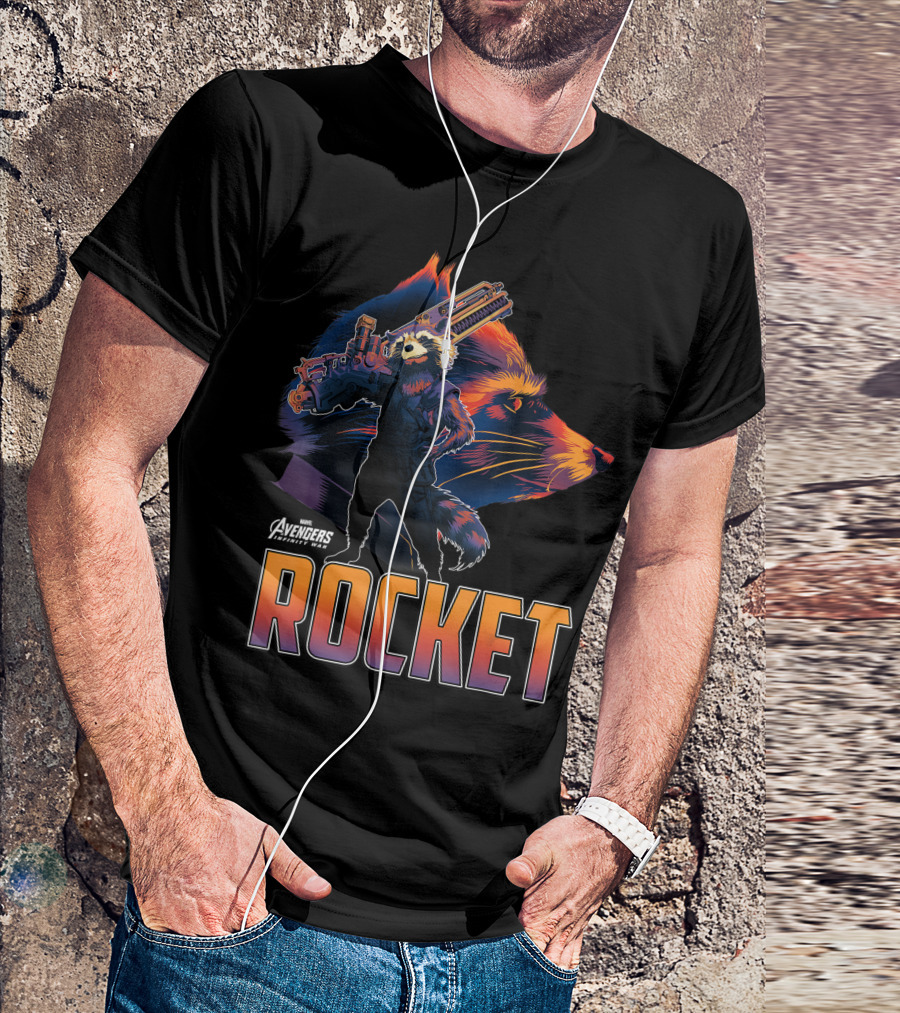 Marvel Avengers Infinity War Rocket Raccoon Head Profile T-Shirt