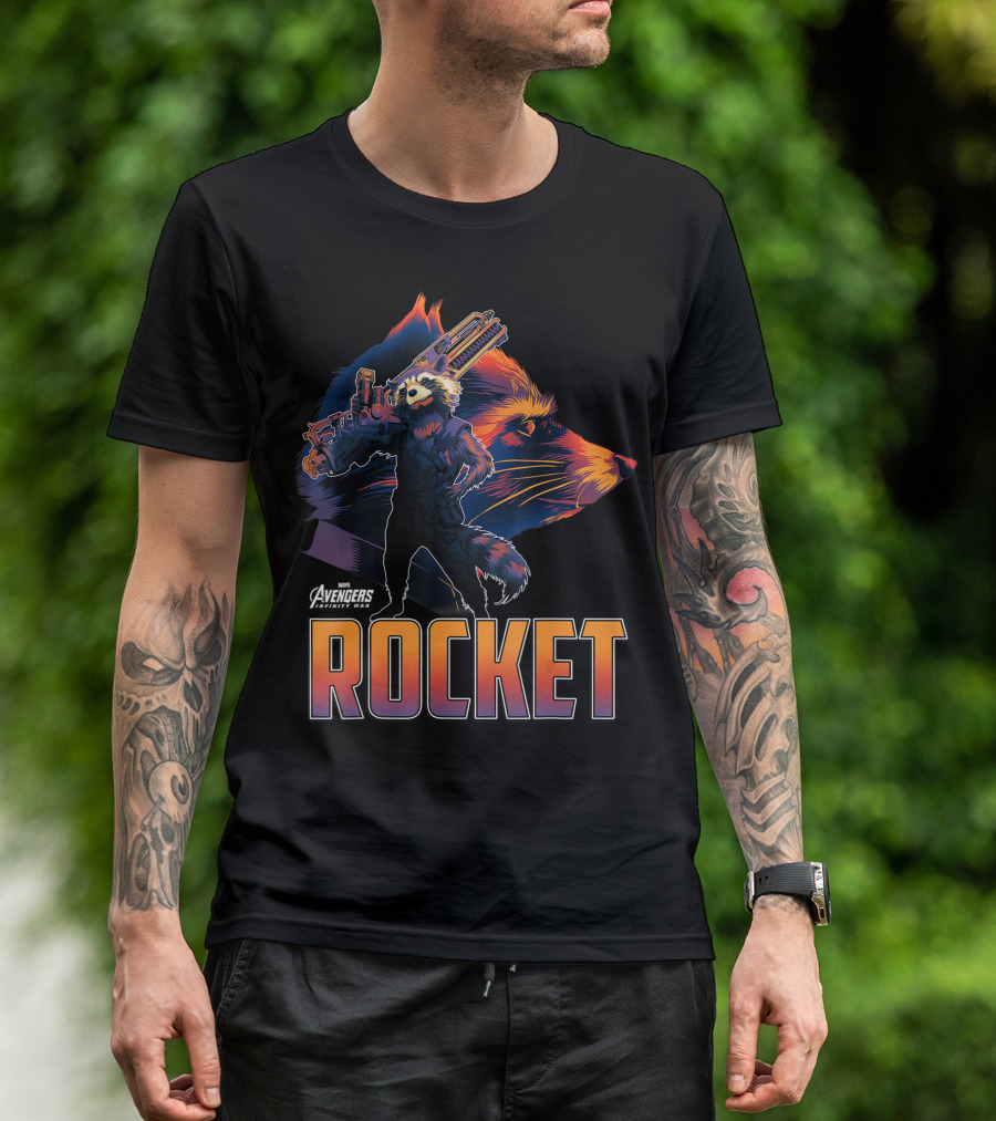 Marvel Avengers Infinity War Rocket Raccoon Head Profile T-Shirt