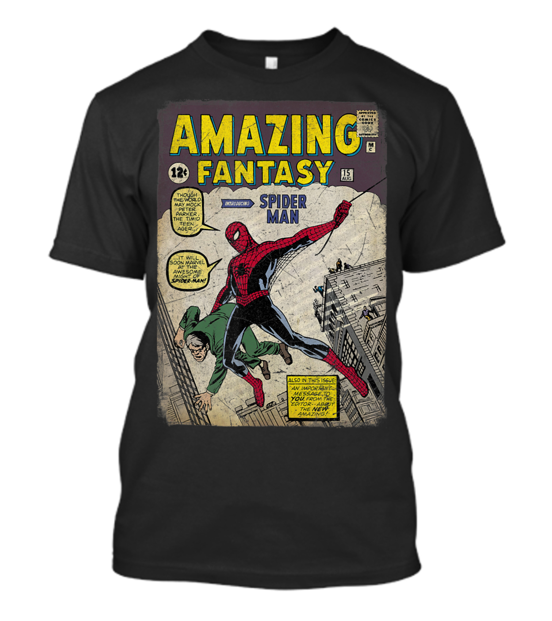 Amazing Fantasy 15 Introducing Spider Man Comic Book Cover T-Shirt