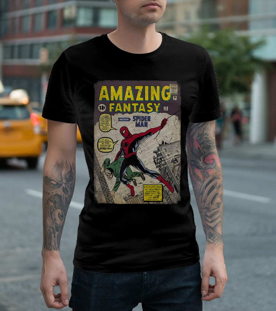 Amazing Fantasy 15 Introducing Spider Man Comic Book Cover T-Shirt