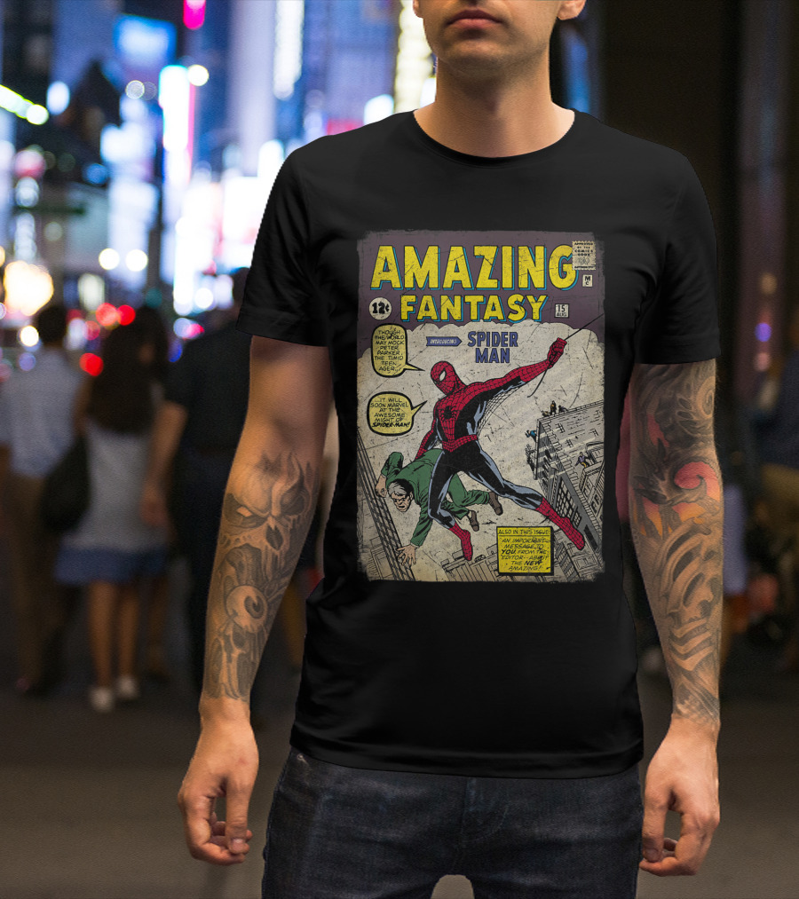 Amazing Fantasy 15 Introducing Spider Man Comic Book Cover T-Shirt