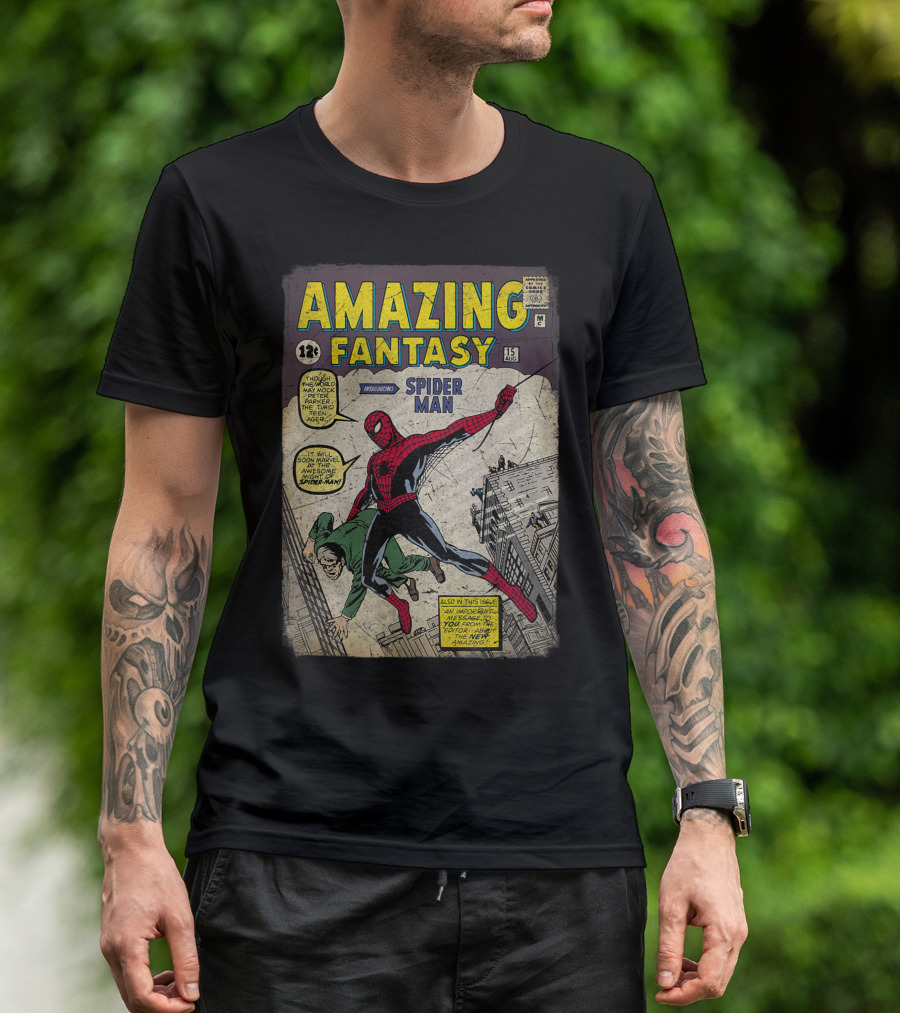 Amazing Fantasy 15 Introducing Spider Man Comic Book Cover T-Shirt