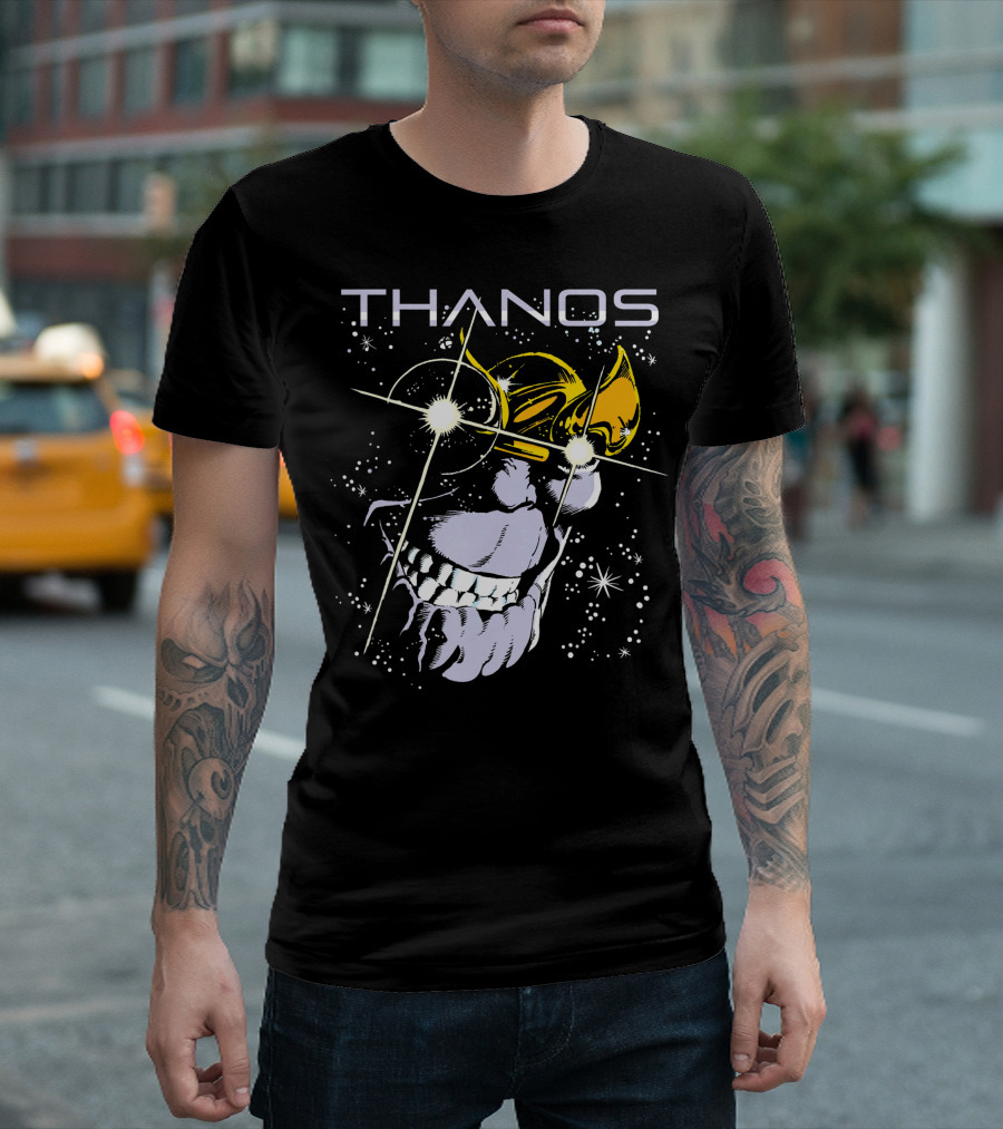 Marvel Thanos Smirking in Space Stars Comic T-Shirt
