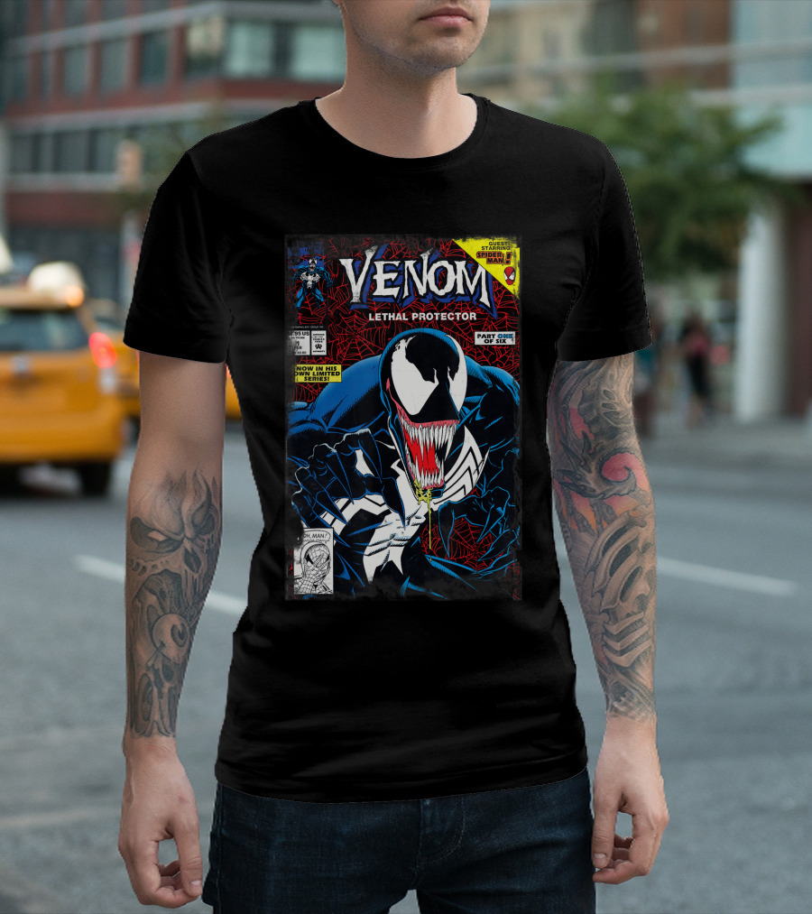 Venom Lethal Protector Vintage Comic Book Cover Marvel Starring Spider-Man Part One of Six T-Shirt