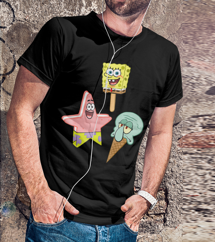 SpongeBob SquarePants Patrick Star Squidward Ice Cream Popsicle Characters T-Shirt