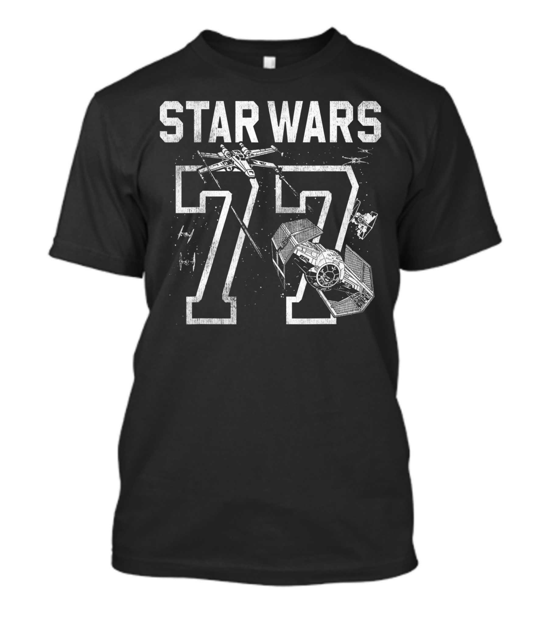 Star Wars 77 Collegiate Dog Fight X-Wing TIE Fighter Battle T-Shirt