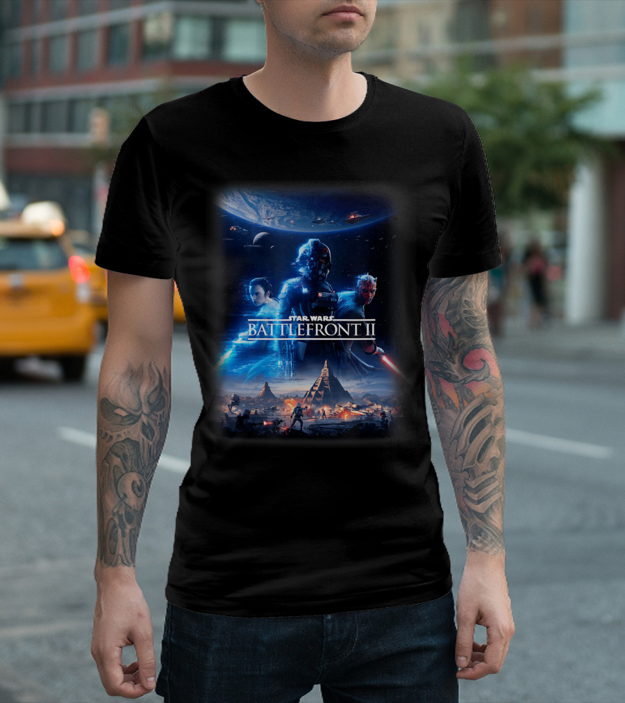 Star Wars Battlefront II Rey Darth Maul Galactic Conflict Scene T-Shirt