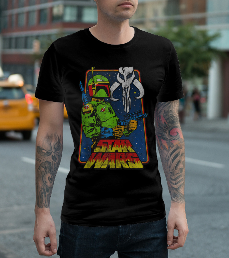 Star Wars Boba Fett Mandalorian Mythosaur Skull Retro T-Shirt
