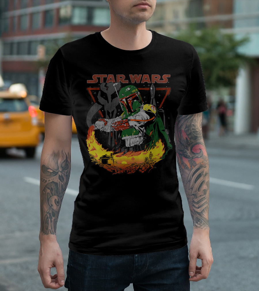 Star Wars Boba Fett Tatooine Flame Mandalorian T-Shirt