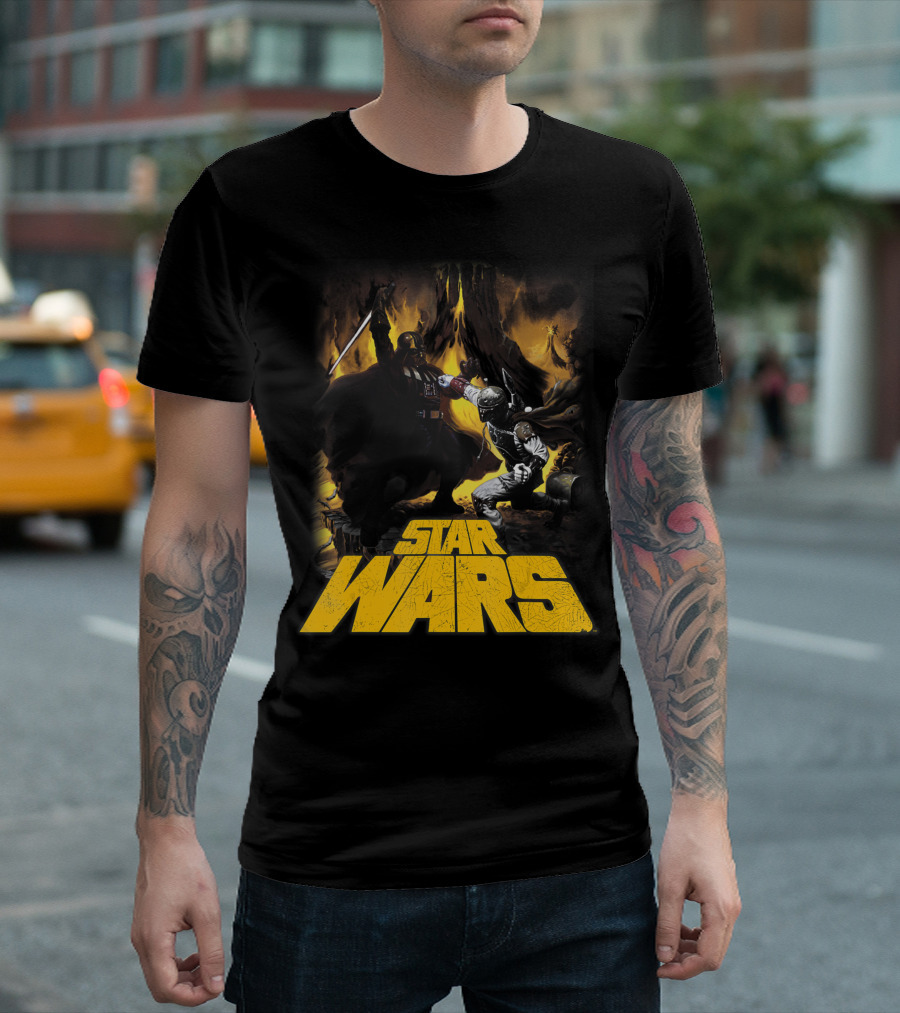 Star Wars Darth Vader Boba Fett Epic Showdown Alternate Universe T-Shirt