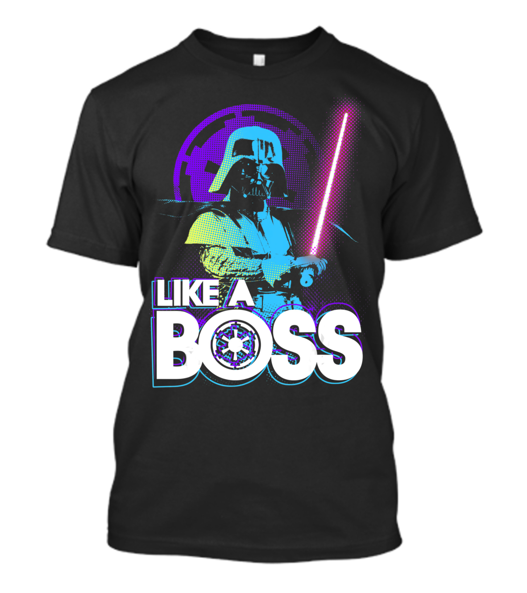 Star Wars Darth Vader Like A Boss Imperial Logo Lightsaber Neon T-Shirt