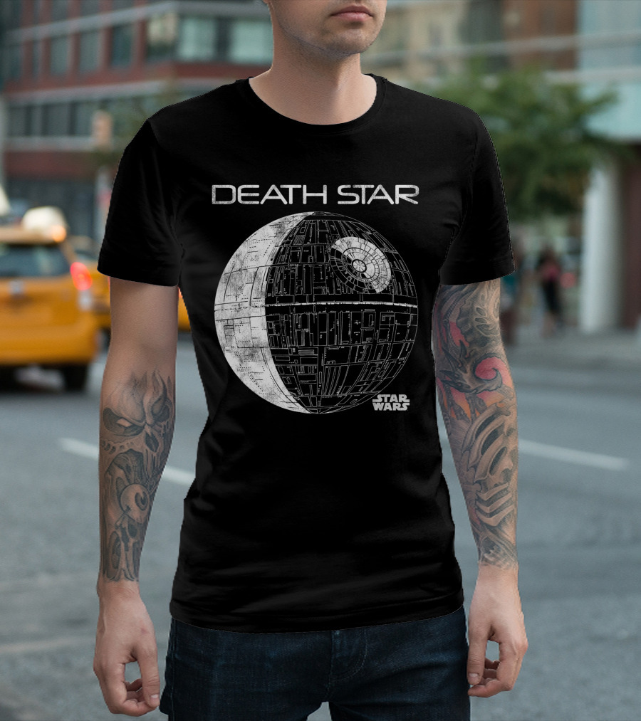 Star Wars Death Star Blueprint Tonal Line T-Shirt