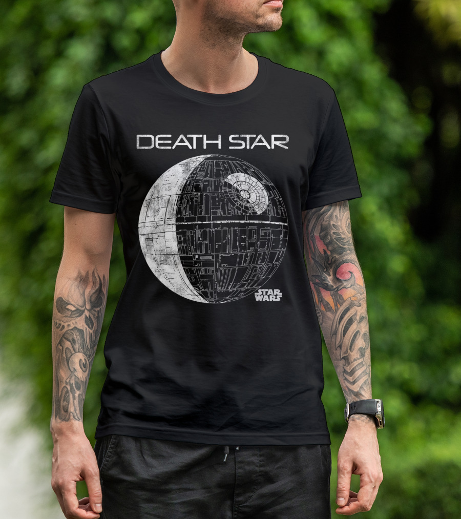 Star Wars Death Star Blueprint Tonal Line T-Shirt