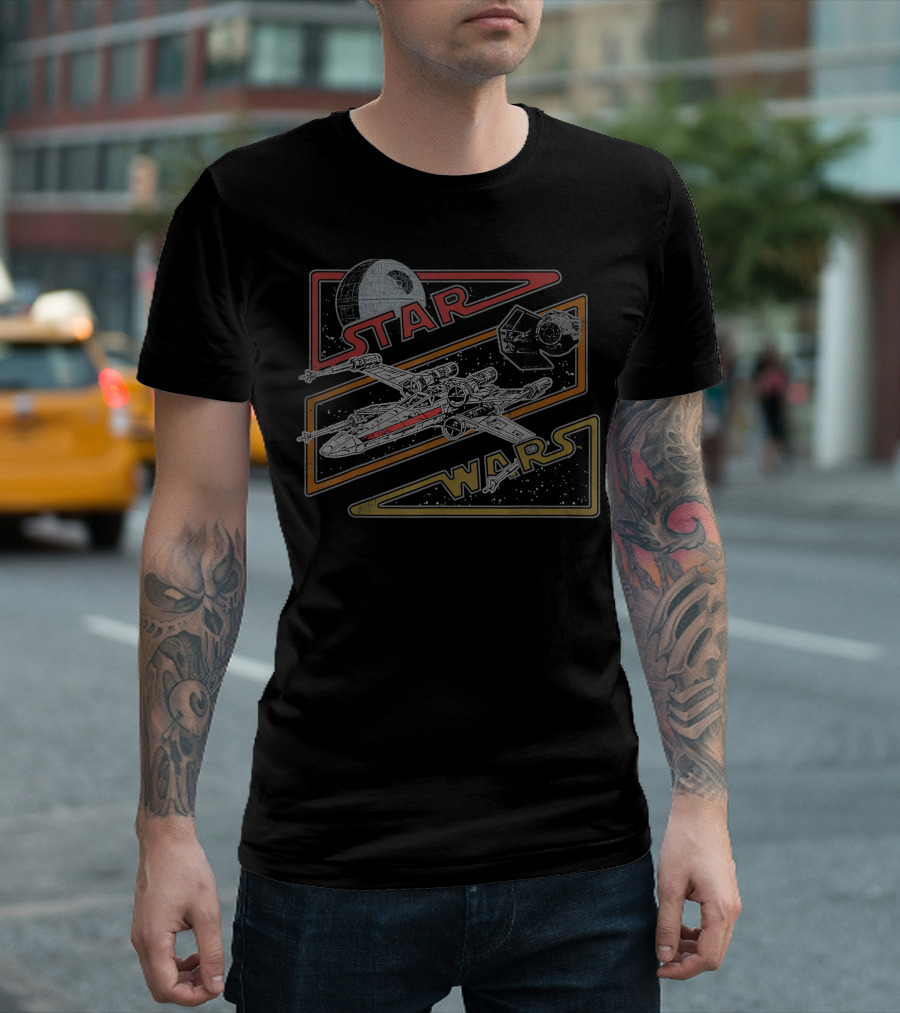 Star Wars Death Star X Wing Tie Fighter Retro T-Shirt