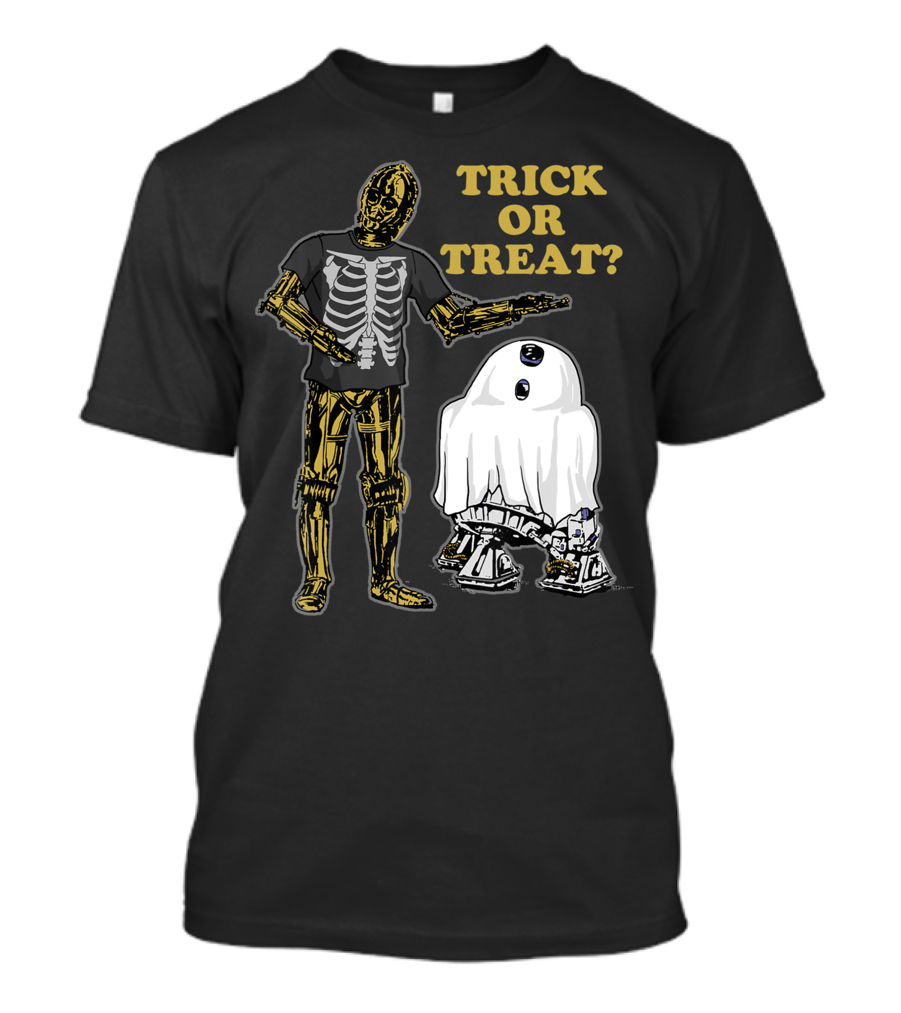 Star Wars Droids Trick Or Treat With Skeleton And Ghost Costumes Halloween Theme 8Y T-Shirt