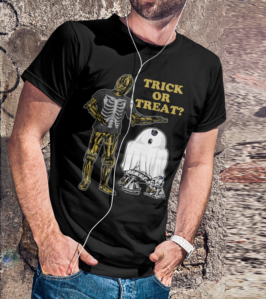 Star Wars Droids Trick Or Treat With Skeleton And Ghost Costumes Halloween Theme 8Y T-Shirt
