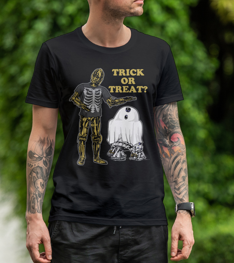 Star Wars Droids Trick Or Treat With Skeleton And Ghost Costumes Halloween Theme 8Y T-Shirt