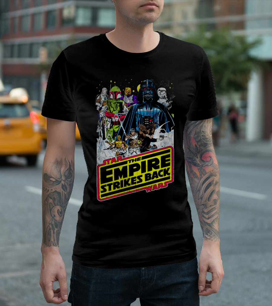 Star Wars The Empire Strikes Back Vintage Comic Art Darth Vader Boba Fett T-Shirt