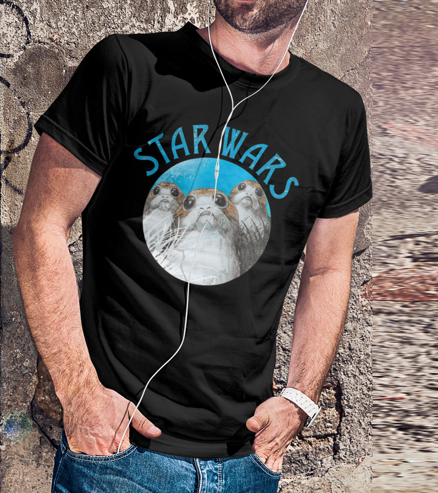 Star Wars Porgs Last Jedi Color Pop Badge T-Shirt