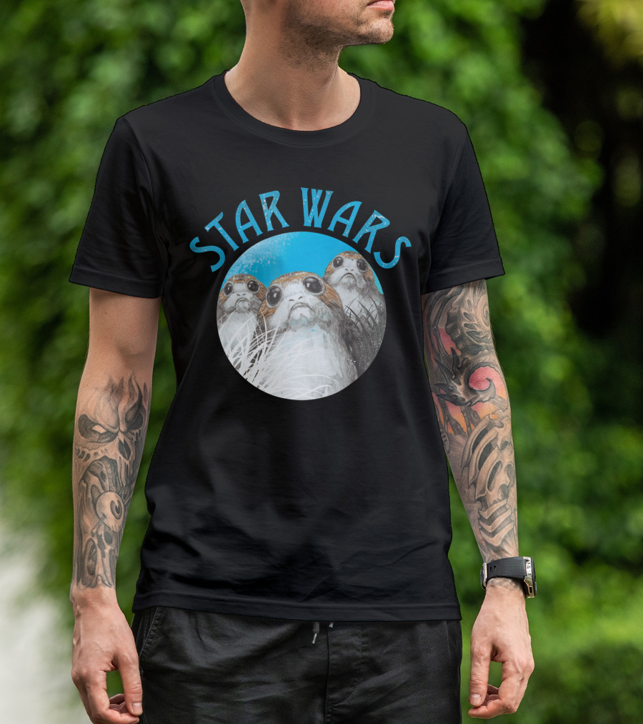 Star Wars Porgs Last Jedi Color Pop Badge T-Shirt