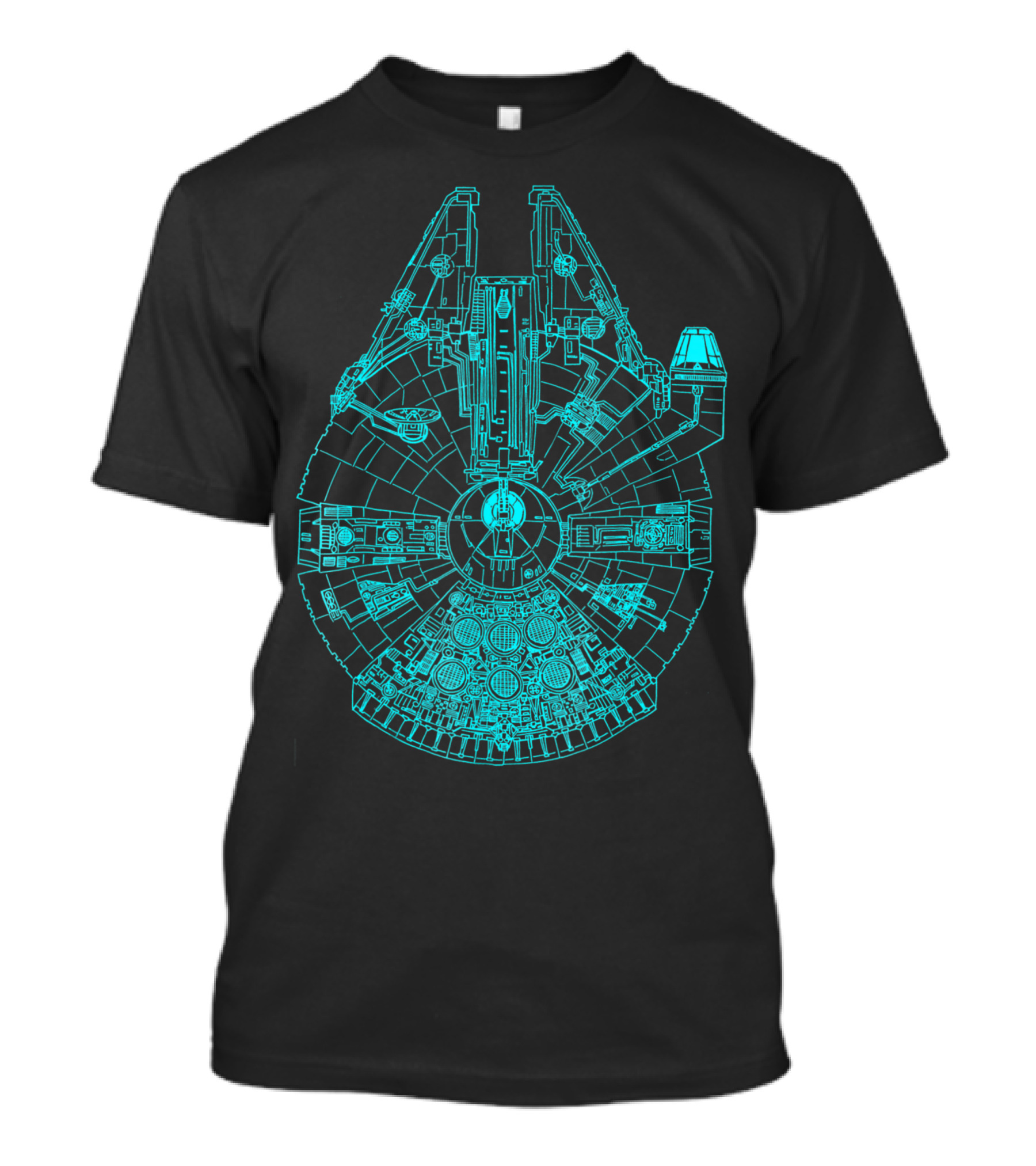 Millennium Falcon Teal Star Wars Blueprint Details T-Shirt