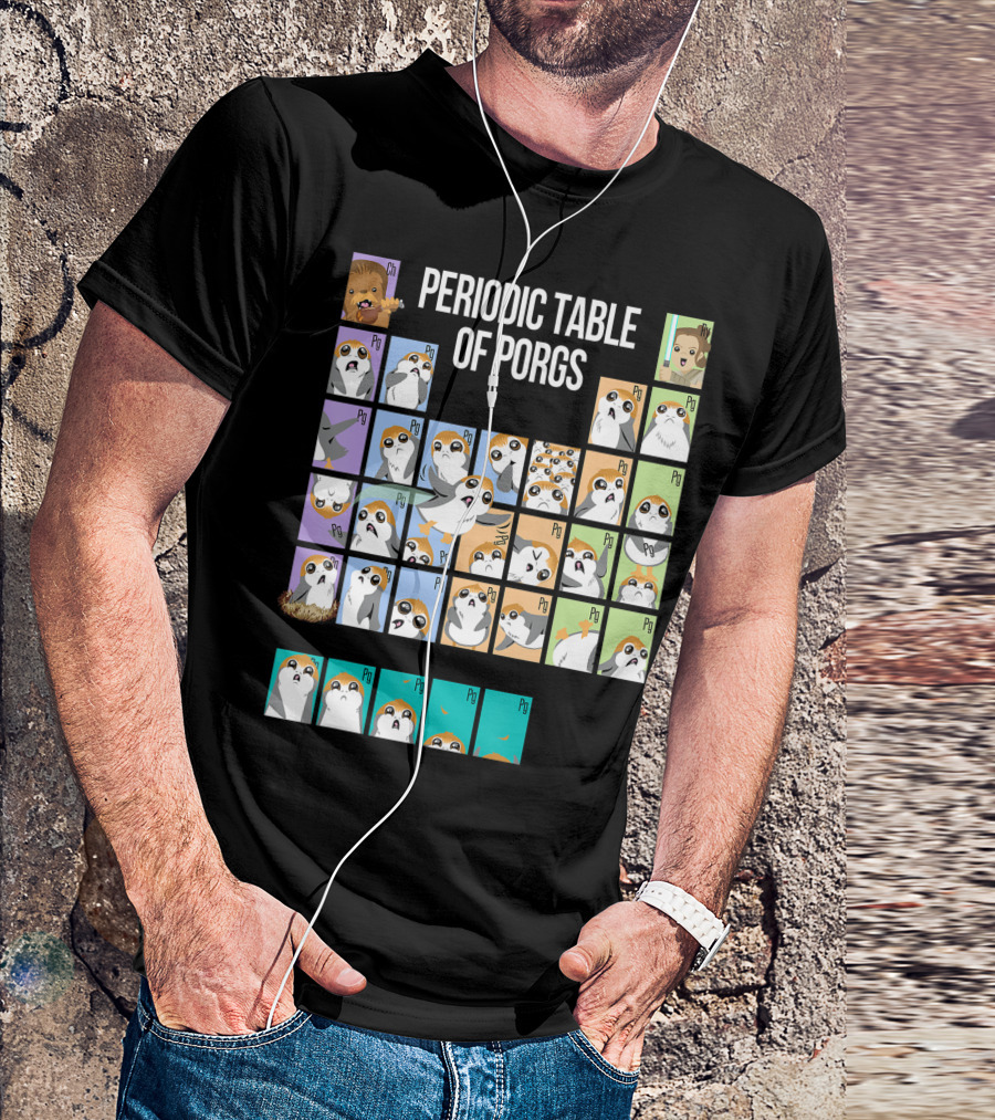 Star Wars Periodic Table Of Porgs Group Shot Chewbacca And Ewok Elements T-Shirt