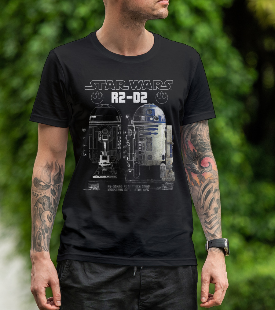 Star Wars R2-D2 Astromech Droid Schematic Industrial Automaton R2 Series T-Shirt