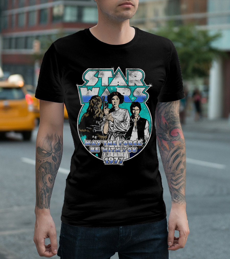 Star Wars 1977 May the Force Be With You Rebel Rockstars T-Shirt